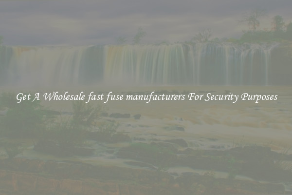 Get A Wholesale fast fuse manufacturers For Security Purposes