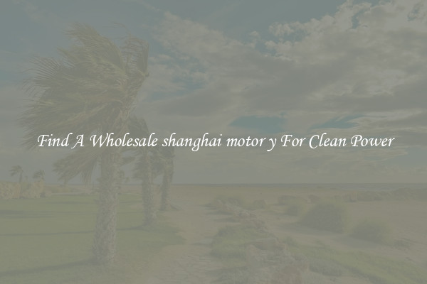 Find A Wholesale shanghai motor y For Clean Power